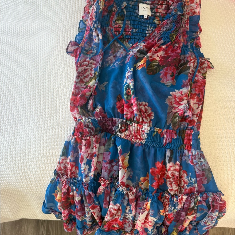 Misa Los Angeles Floral Blue Dress
